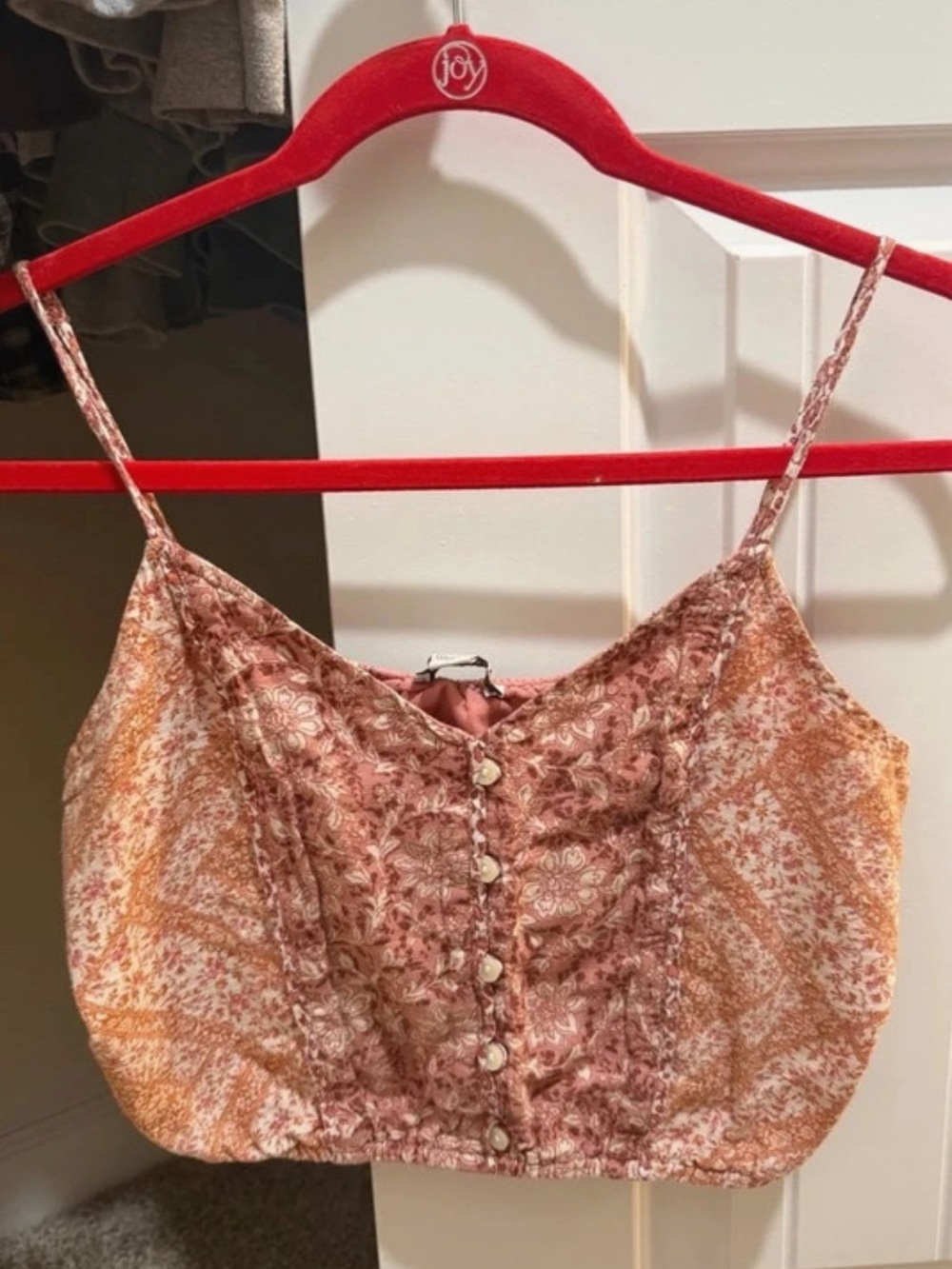 American Eagle Outfitters Dusty Rose Floral Button-Front Cami